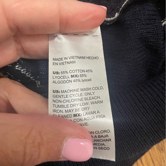 Chico's Short Sleeve Sweater Navy/Purple Floral Design Size XXL - Picture 6 of 6